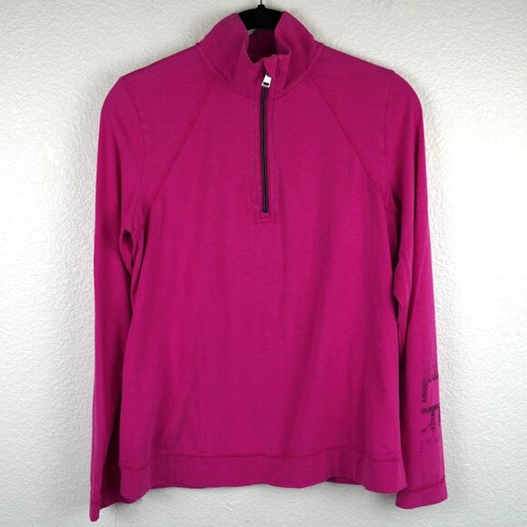 Lauren Ralph Lauren Black Label Magenta Half-Zip Mock Neck Long‎ Sleeve Top M - Picture 1 of 11